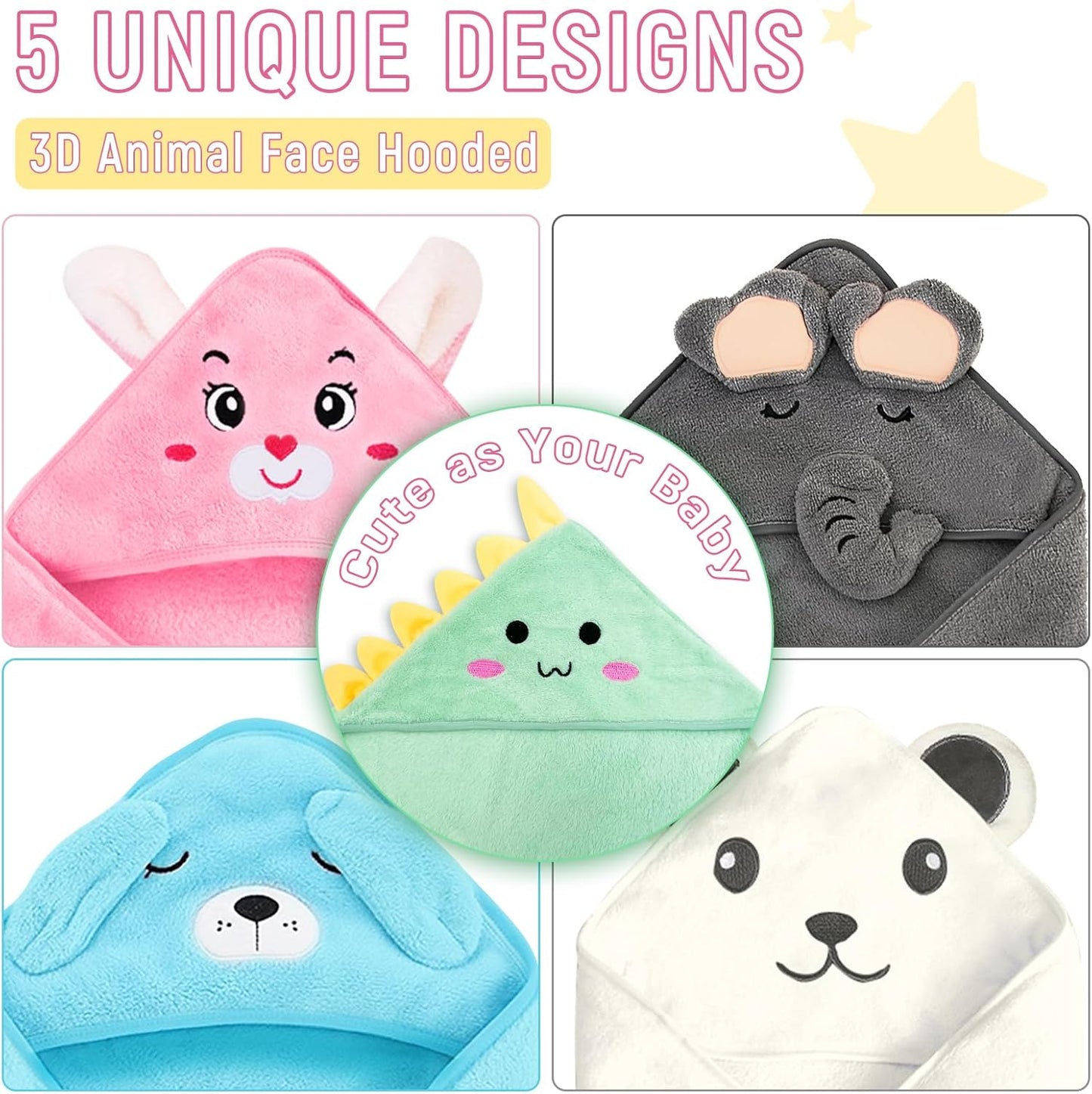 Personalized Baby Towels Hooded with Name, Custom Toddler Bath Towel with Hood for Girl Boy, Warm Swaddle Blanket, Customized Newborn Gifts - Embroidered (Green Dinosaur)