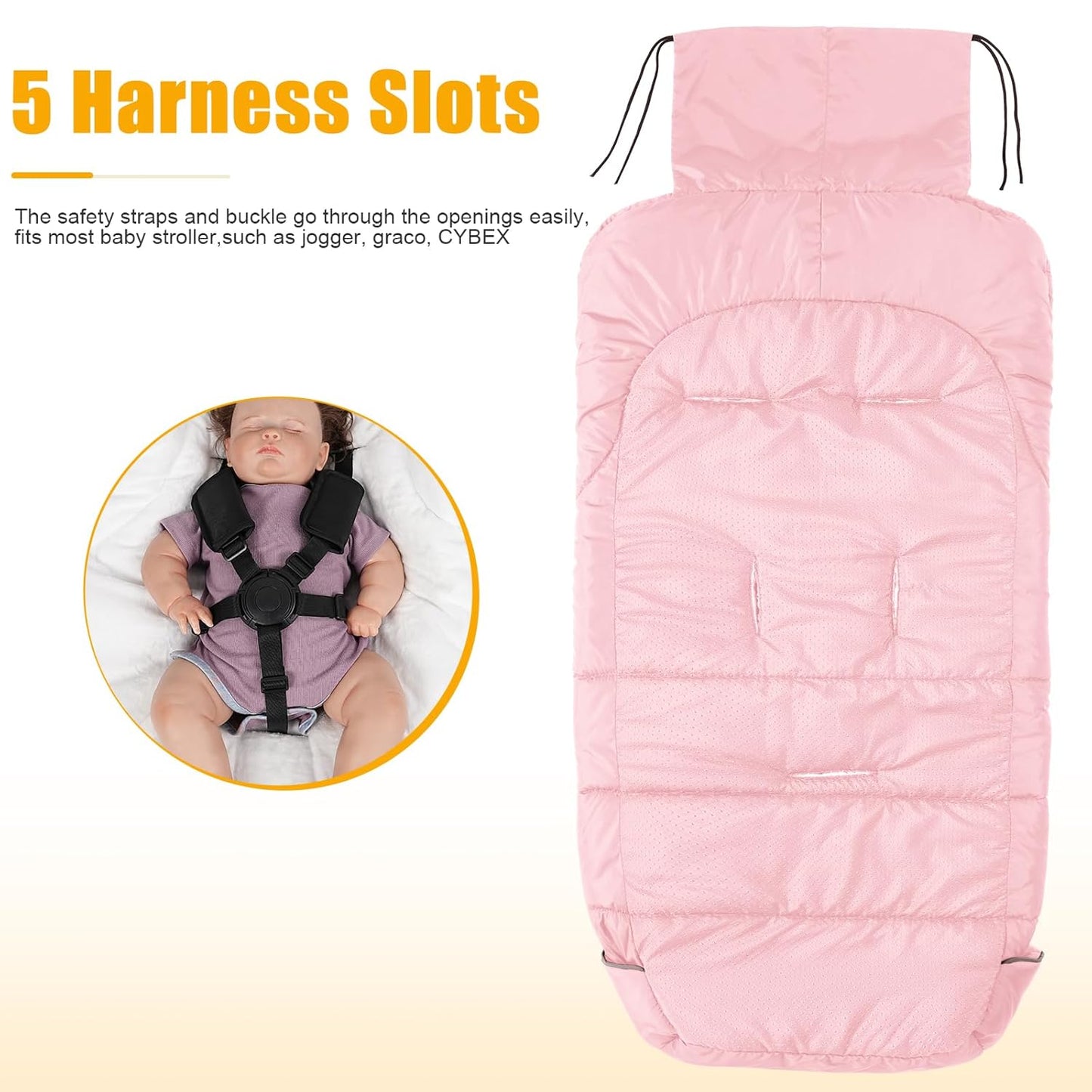 Yoofoss Stroller Cover for Winter, Toddler Stroller Footmuff Universal for Most Stroller, Water Resistant Warm Coral Baby Stroller Bunting Sleeping Bag Pink