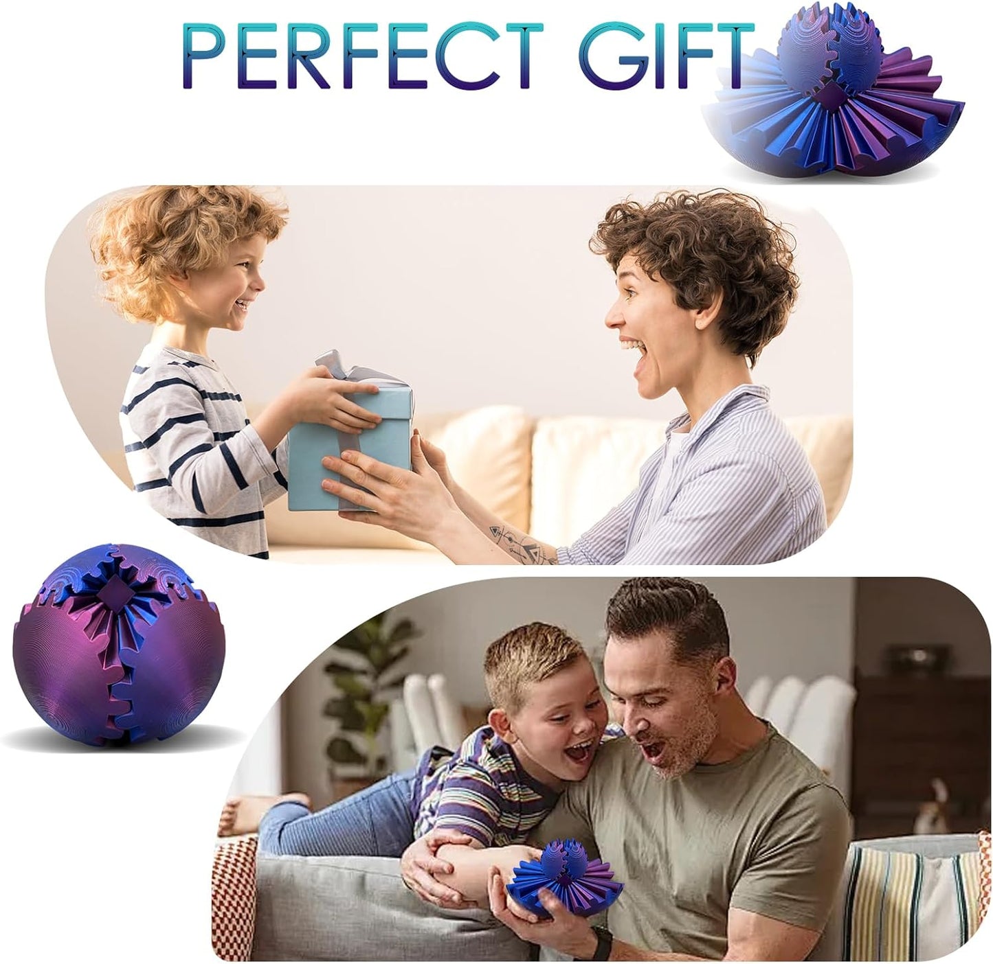 Gear Ball - GearSphere Desk Toy, 3D Printed Gear Ball Spin Ball or Cube Fidget Toy, Gear Sphere, Gear Ball Fidget Toy, Stress Ball, Fidget Ball, Gear Toy for Stress and Anxiety Relaxing (E1)