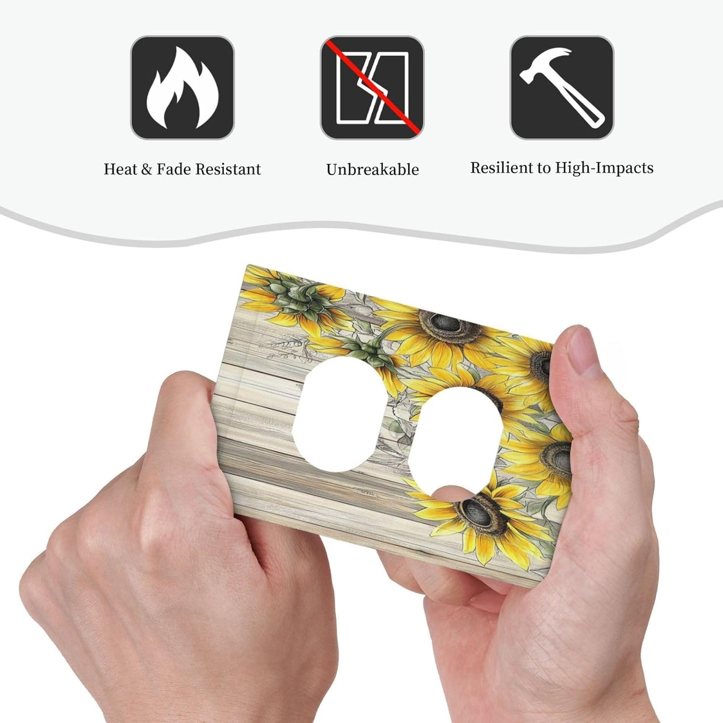 Outlet Covers Floral Sunflower Rustic Flower Vintage Wood 1 Gang Duplex Light Switch Cover Decorative Switch Plates Electrical Receptacle Faceplate Wall Plate For Farmhouse Cabin Decor