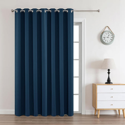 Joydeco Blackout Curtains 95 Inches Long 1 Panel, Thermal Insulated Long Curtains& Drapes 1 Piece, Room Darkening Grommet Drapes for Living Room Bedroom Window (W70 x L95 Inch, Navy Blue)