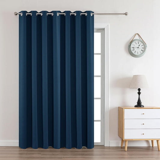 Joydeco Navy Blue Custom Solid Single Blackout Curtain for Bedroom and Living Room, Grommet Thermal Insulated Room Darkening Curtain 1 Panel (Custom Size,Navy Blue)
