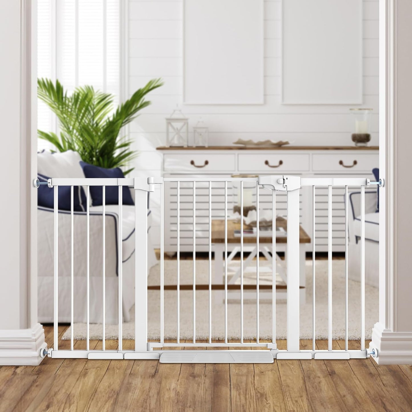 Easy Step Walk-Thru Baby Gate – Adjustable Safety Gate for Babies & Pets, Pressure Mount Kit, Includes Wall Cups & Extensions – 29.7 to 59.8W x 30.5H inches, CPC Certified