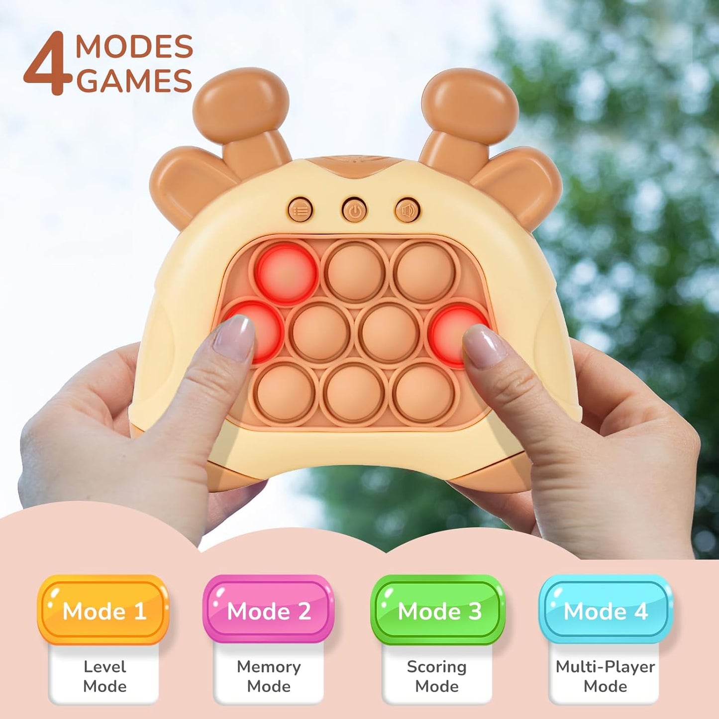 Fast Push Game, Stocking Stuffers for Kids 8-12, Fidget Toys for Kids, Fast Push Bubble Game, Pop Game It Fidget Sensory Toys, Christmas Birthday Gifts for 3-12 Year Old Girls Boys (Coffee Deer)