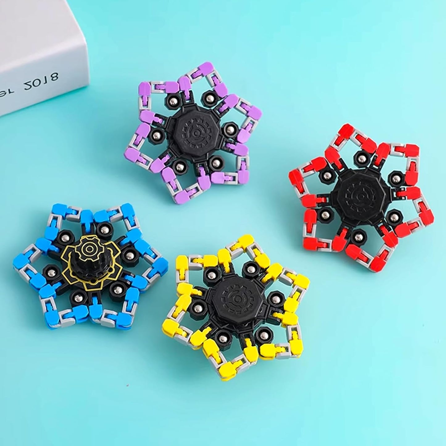 18 Pcs Finger Spinners Sensory Toys, Creative Transformable Chain Robot Toy Fidget Finger Spinners DIY Stress Relief Toy with Transformable Chain for Boys Girls
