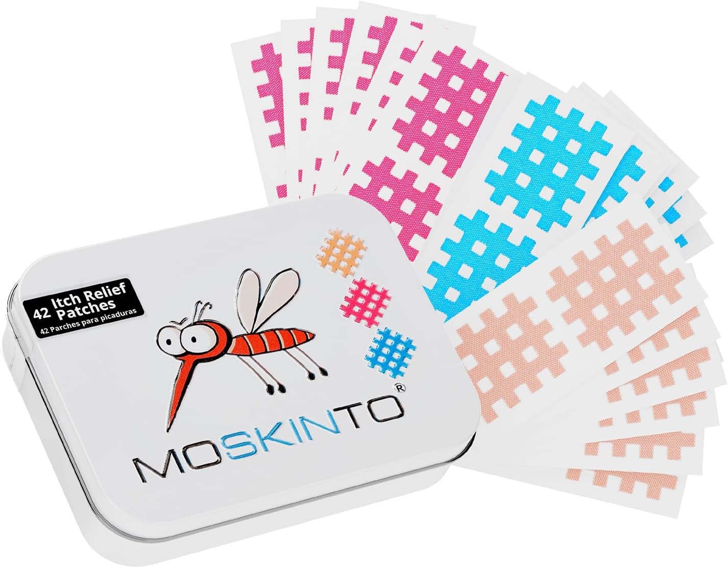 Moskinto The Original Mosquito Itch Relief Patches for Kids & Adults, Bug Bite Patches Soothe Swelling & Itching, Anti Itch Bug Bite Relief, Suction Tool Alternative, Family Pack, 42 Count