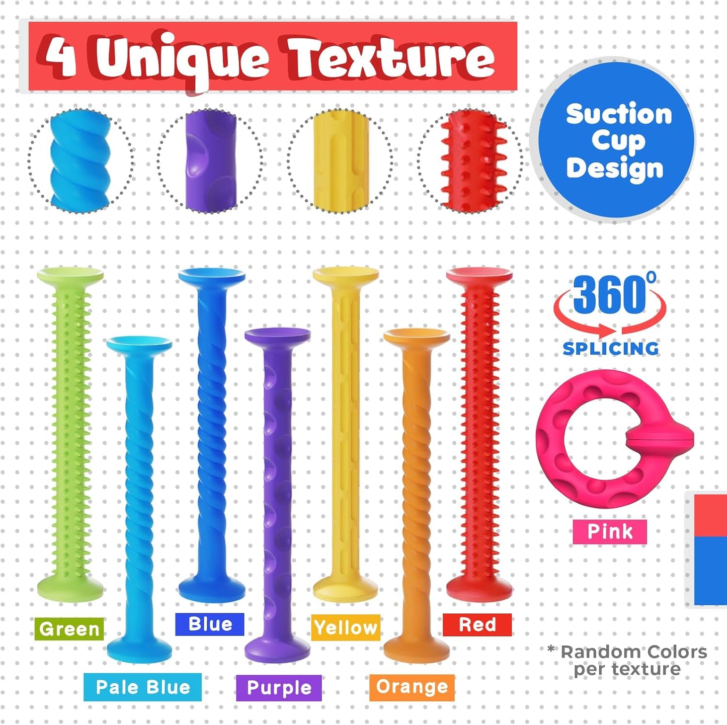 Sensory Toys Kids Fidget Toys: 8 Pack Textured Suction Toys for Classroom and Bathroom - Calm Down Fidget Toys for Kids