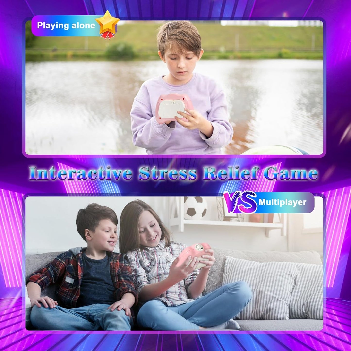 Fast Push Machine Light Up Fidget Toys for Kids Adults, Handheld Game for Kids 3-12, Quick Push Bubble Stress Toy, Sensory Toys Travel Games, Xmas Birthday Gifts for Boys Girls (Pink)