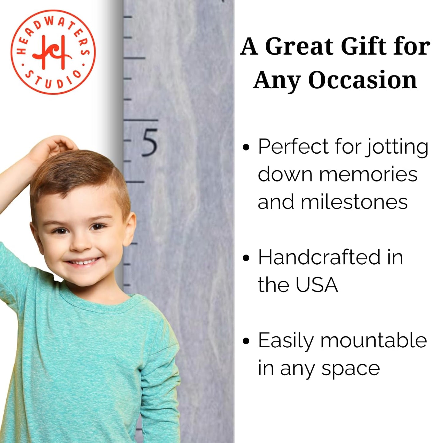 Boho Growth Chart for Wall - Height Board Growth Chart Wooden Growth Chart for Wall Kids Measuring Chart for Wall Height Chart Growth Chart for Kids (Our Growing Family, Gray)