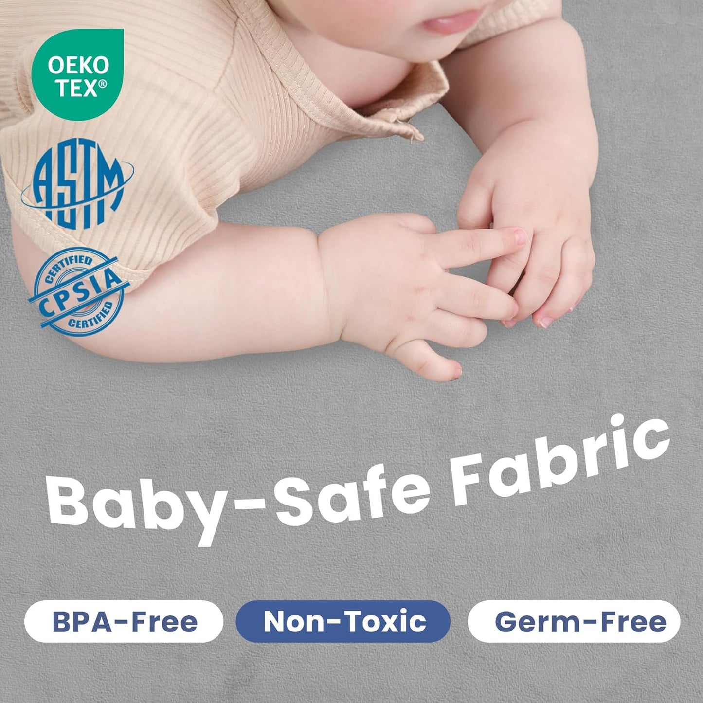 Baby Play Mat for Floor,1.3" Thick Memory foam Tummy Time Mat,79"×158“ Extra Large Soft Velvet Nursery Rug,Non Slip Safe for Crawling,Toddlers,Infants,kids,Tatami Style for Living Room(Light Grey)