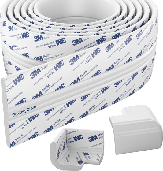 Roving Cove PreFit (Broad) Fireplace Edge Corner Protector (Extra Wide 9ft Edge 2 Corners), Baby Proofing Bumper Guards, Oyster White (Off White), Pre-Taped, for Straight Surfaces - New & Improved