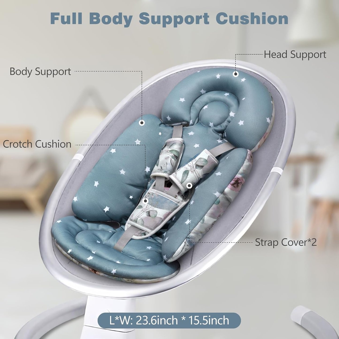 Upgraded Infant Car Seat Insert, 2-in-1 Reversible Baby Car Seat Head Support with 3 Strap Covers, All Seasons Newborn Car Seat Insert and Baby Carseat Cushion for Stroller, Swing, Rocker, Bassinets