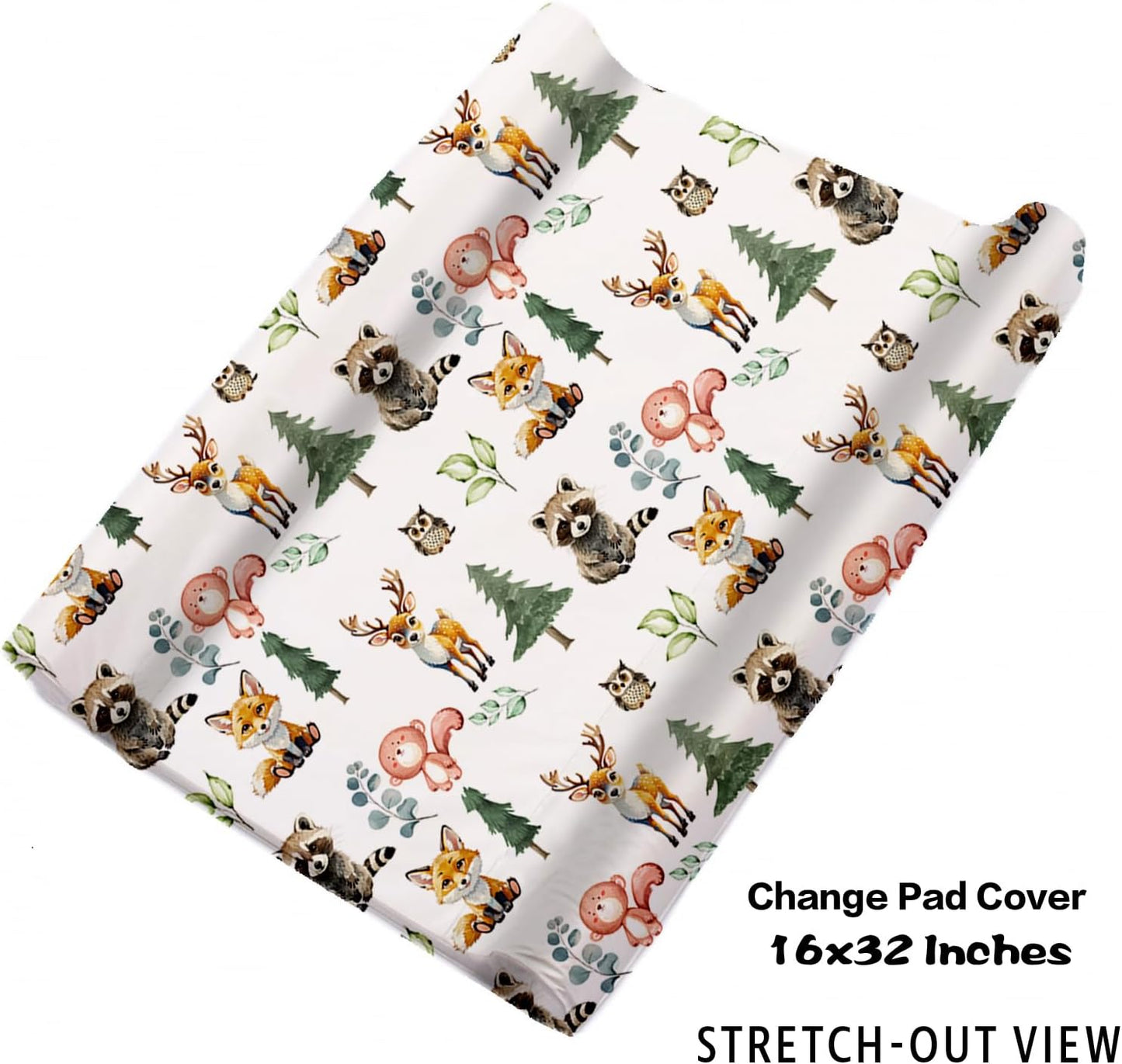 Personalized Baby Crib Bedding Set for Baby Boys Girls, Animal Stump Pattern Custom Name Baby Crib Sets 5-Pcs, Toddler Double Layer Blanket Fitted Sheets Changing Pad Cover Rug Wall Art Set