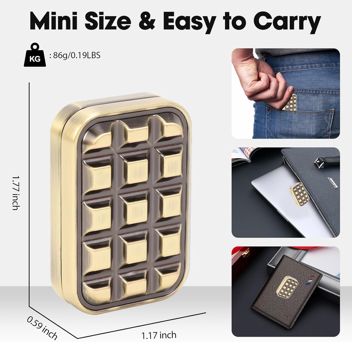 Fidget Slider for Adults - Brick Slider Metal Fidget Toys, Anxiety/ADHD/Annoy Relieving EDC Metal Fidget, Stress Reducing Toy - Gift for Adults & Teen (Metallic)