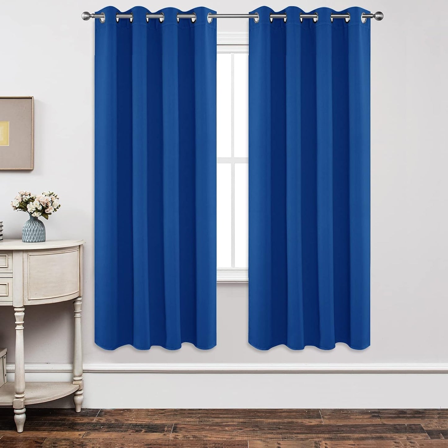 Joydeco Blackout Curtains 72 Inch Length 2 Panels Set, Thermal Insulated Long Curtains& Drapes 2 Burg, Room Darkening Grommet Drapes for Living Room Bedroom Window (W52 x L72 Inch, Royal Blue)