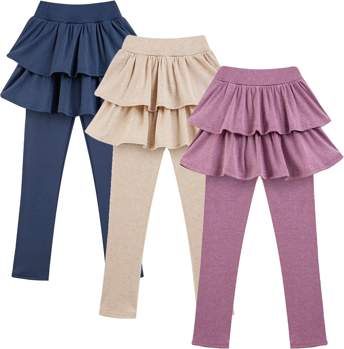 Girls School Uniform Pants Leggings with Skirts Stretch Warm Jegging 4-12 Years