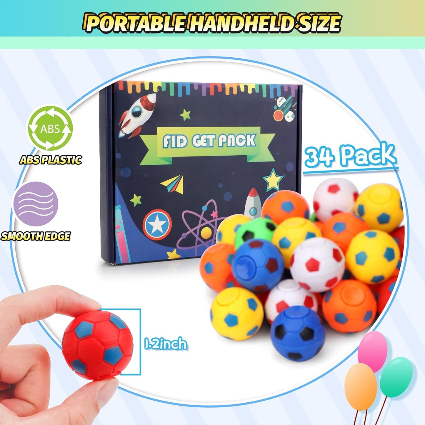 36 PCS Basketball Fidget Spinner, Soccer Ball Stress Relief Toys for Kids Adults, Goodie Bag Stuffers Treasure Box for Classroom Prizes, Sports Balls Party Favors for Easter Birthday Christmas