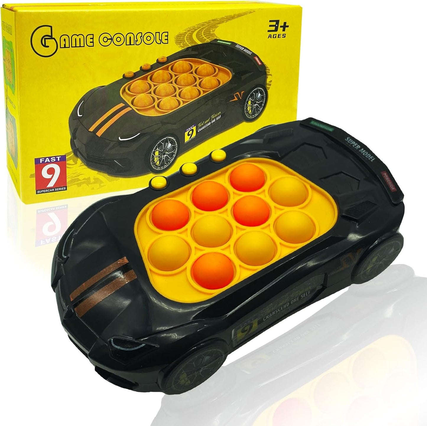 Quick Push Game Toys for Kids, Pop Fidget Toys Handheld Game for Children, Pop Fidget Sensory Toys, Push Bubble Light up Puzzle Game for Autistic Children,Gifts for Boy and Girl 3-12 (Black)