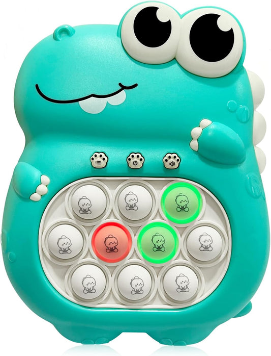 Pop Quick Push Game Light Up Fidget Toys Handheld Puzzle Press Popping Game Console for Kids Ages 3+ Adult Green Dinosaur