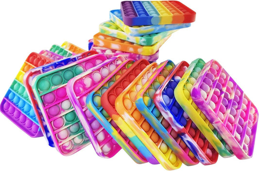 24 Pcs Pop Bubble Fidget Toys for Party Favors, Stress Relief Pressure Relieving Toys for Kids, Pop Bulk Toddler Toys for Christmas Valentine Birthday Gifts and Classroom Prizes