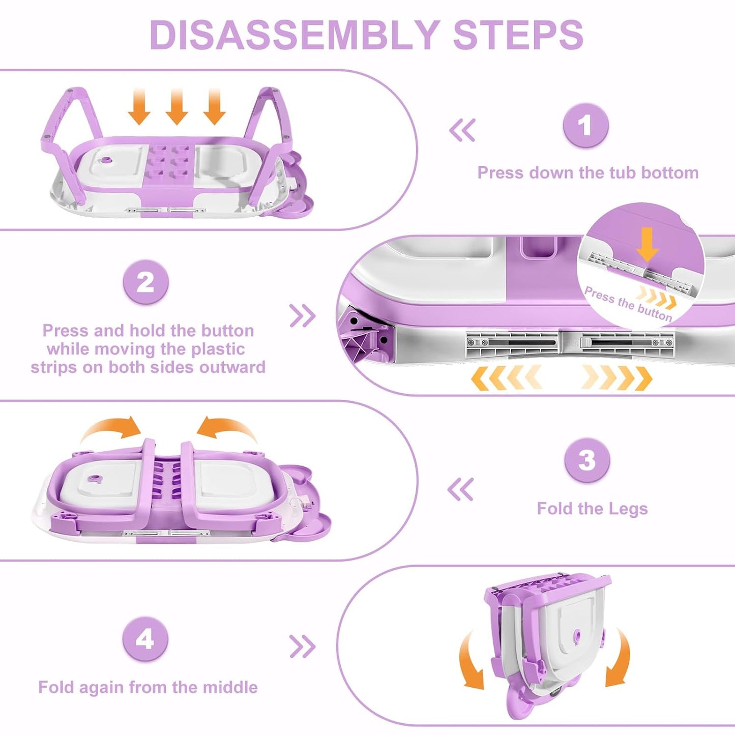MoreFeel Collapsible Baby Bathtub for Newborn with Thermometer & 1 Hooded Towel & 1 Soft Floating Cushion,Portable Travel Bathtub with Drain Hole, Durable Foldable Baby Tubs for Infants to Toddler