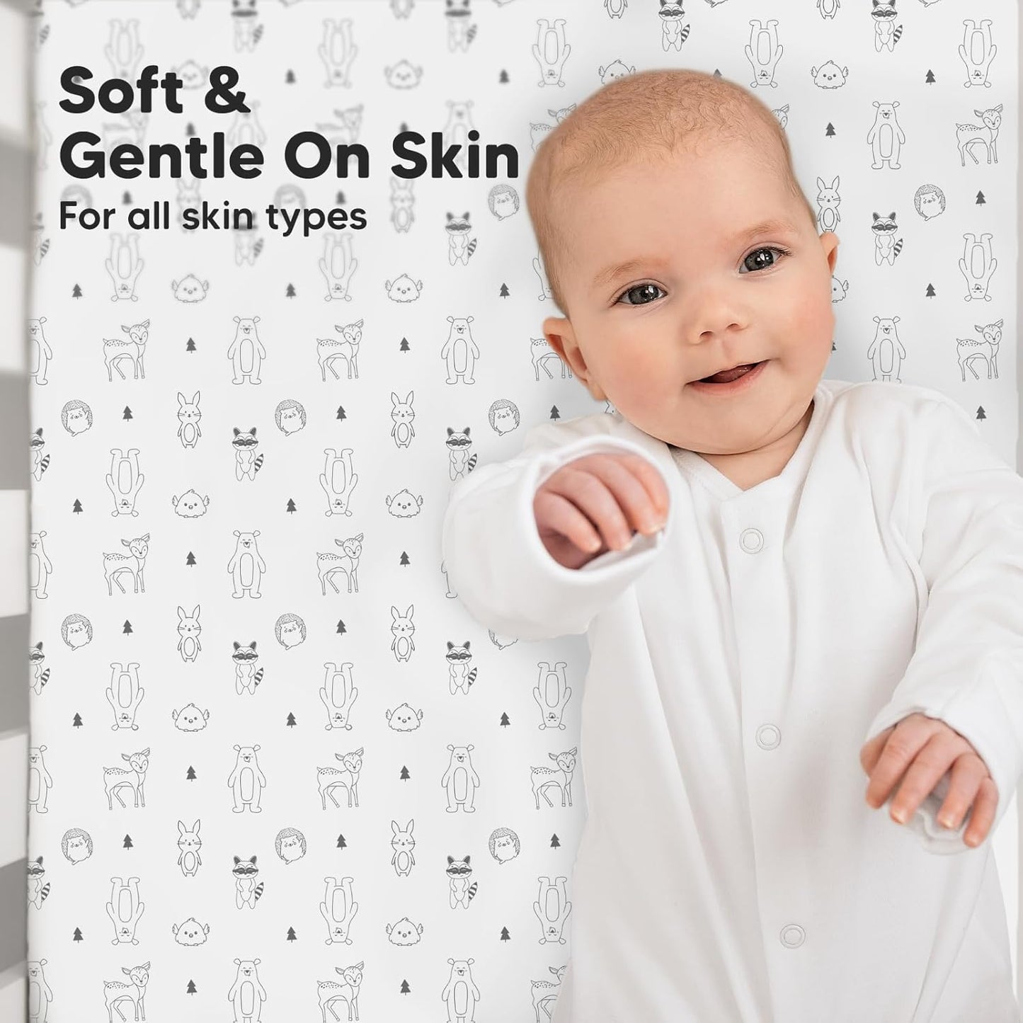 KeaBabies 2-Pack Baby Crib Sheets for Boys, Girls - 52x28 Viscose Derived from Bamboo Toddler Bed Sheets Neutral, Fitted Crib Mattress Cover for Standard Baby Bedding, Soft & Cozy (Woodland)