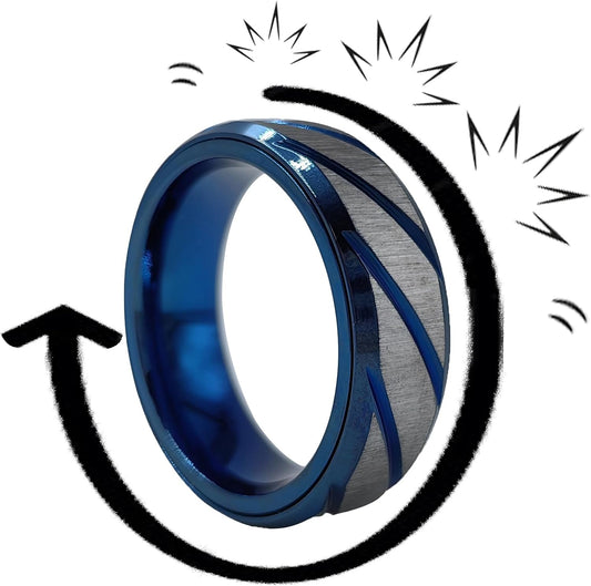 EDC Fidget Slider Fidget Toy Adult Stress Relief Metal Ratchet Ring Jewelry ADHD Recreational Fidget Toy Tactile Coin (Blue, 12)