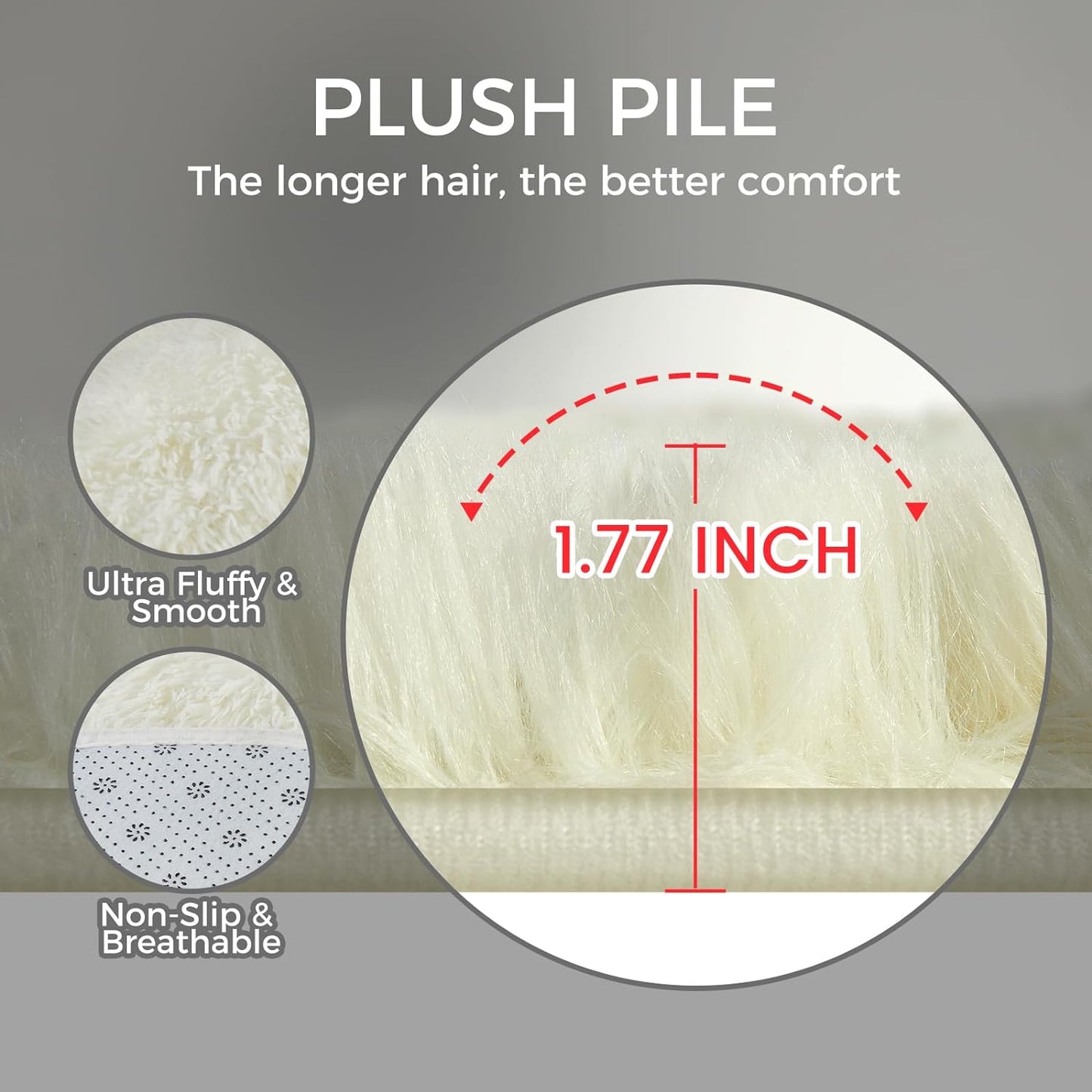 Ultra Soft Rug for Living Room, 8X10 Fluffy Shag Area Rug for Bedroom, Modern Shaggy Carpets Fuzzy Rug for Teens Dorm Nursery Home Decor Aesthetic, Upgrade Anti-Skid Durable, Cream White