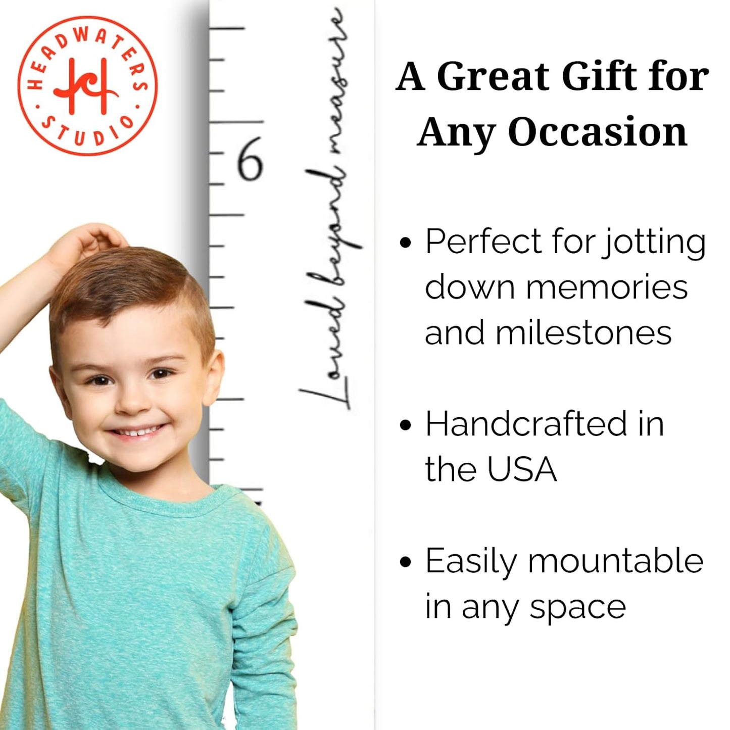 Boho Growth Chart for Wall - Wooden Growth Chart for Kids, Height Chart for Wall, Kids Height Wall Chart, Kids Sizing Chart, Wall Height Chart for Kids - Love Beyond Measure, White