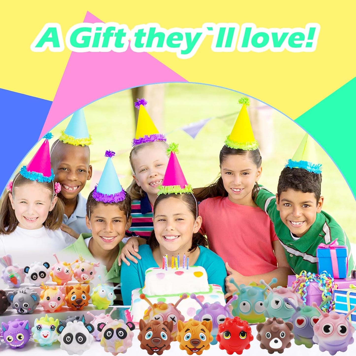 25 Pack Pop Party Favors for Kids,3D Pop Animals Fidget Toys,Birthday Party Favors,Goodie Bag Stuffers,Bath Suction Toys,Treasure Box Toys,Kids Prizes