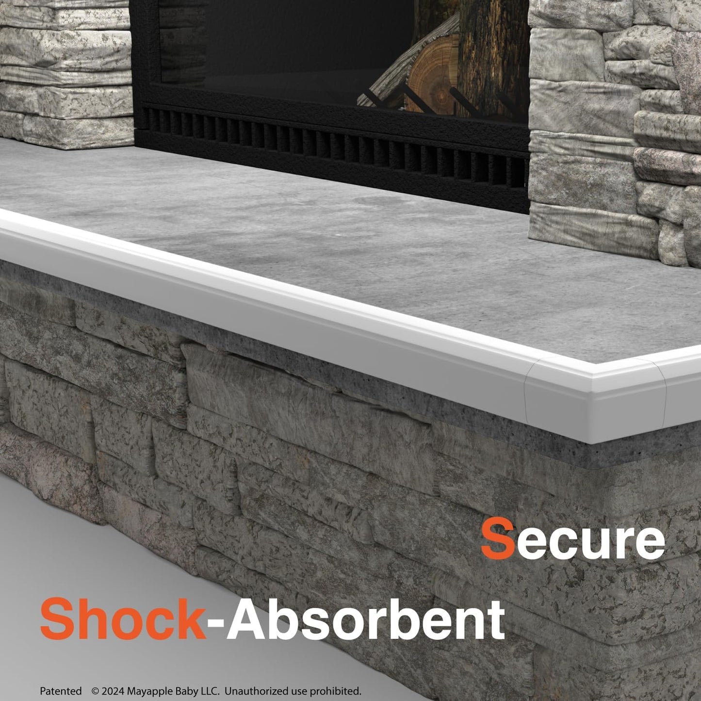 Roving Cove PreFit (Broad) Fireplace Edge Corner Protector (Extra Wide 9ft Edge 2 Corners), Baby Proofing Bumper Guards, Oyster White (Off White), Pre-Taped, for Straight Surfaces - New & Improved