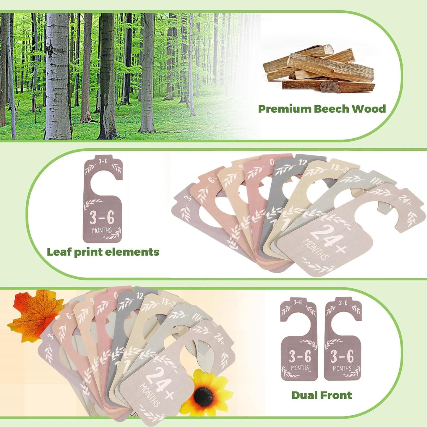 Wooden Baby Closet Dividers for Baby Clothes Organizer,Colorful Baby Closets Organizer for Nursery Decor,Baby Clothes Dividers for Closet Size Hangers for New Mom Dad Parents (Colorful)