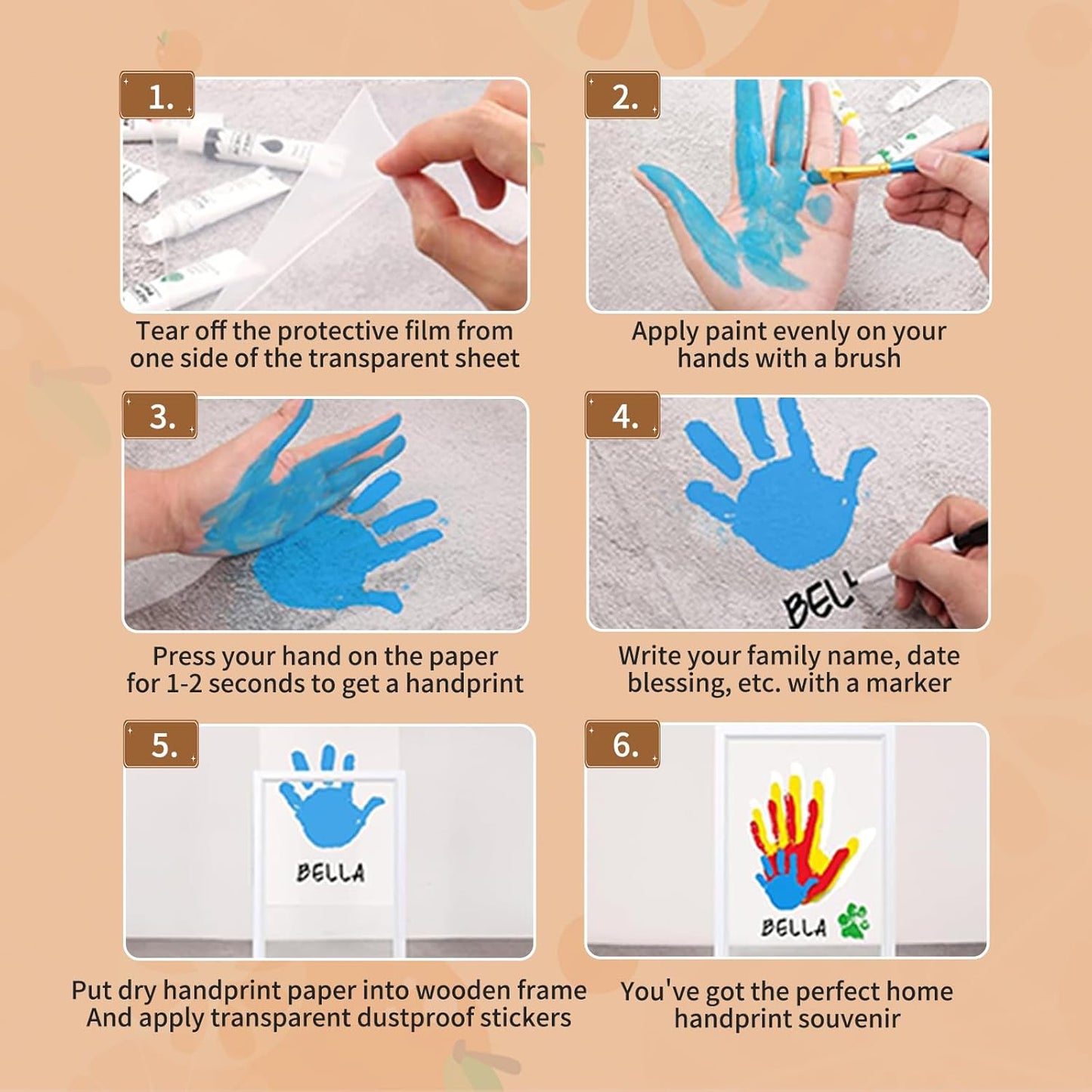 VidwanHome White Family Handprint Kit - DIY Craft Keepsake Frame, Baby Hand Print Kits, Family Gifts for New Mom, New Parents, Grandparents, Father's Day, Mother's Day, Anniversary (White)