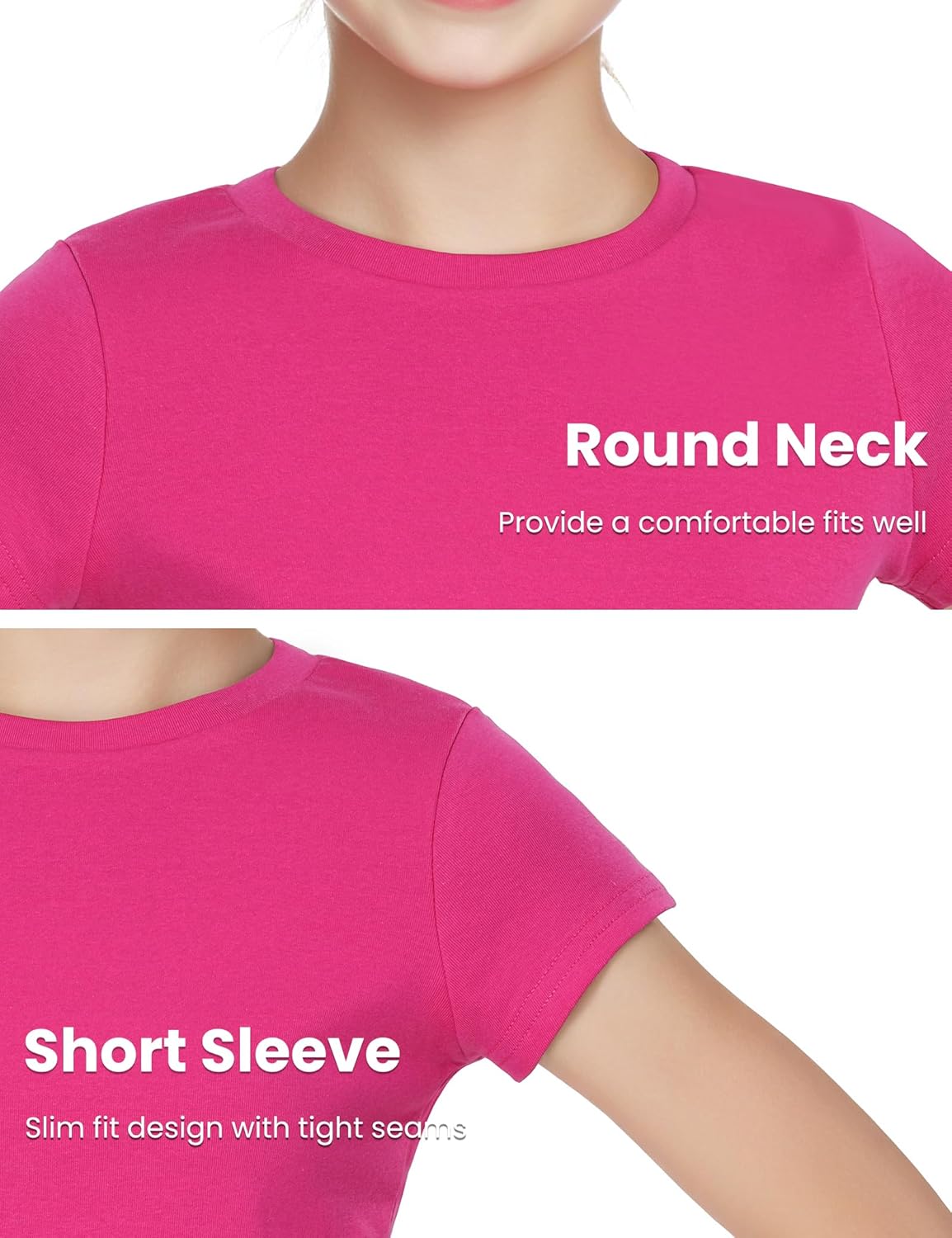 Auranso Girls Crop Tops Summer Short Sleeve Round Neck T Shirts Basic Tee for Kids