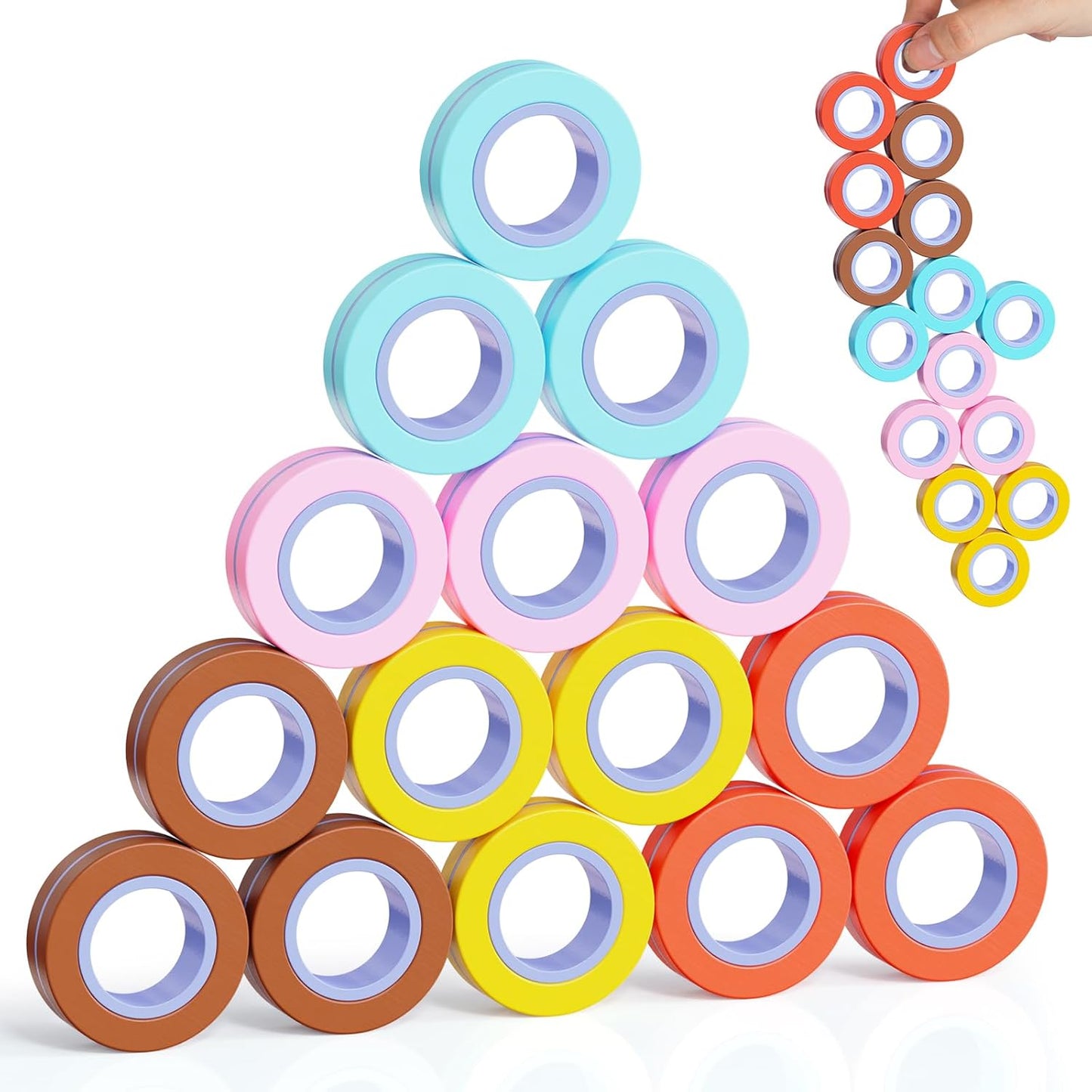 15Pcs Magnetic Rings Fidget Toy for Adult, Idea ADHD Anxiety Magnetic Fidget Toys Set Fidget Spinner Rings for Relief, Gifts for 8 9 10 11 12 13+ Year Old Boy Girl Teen