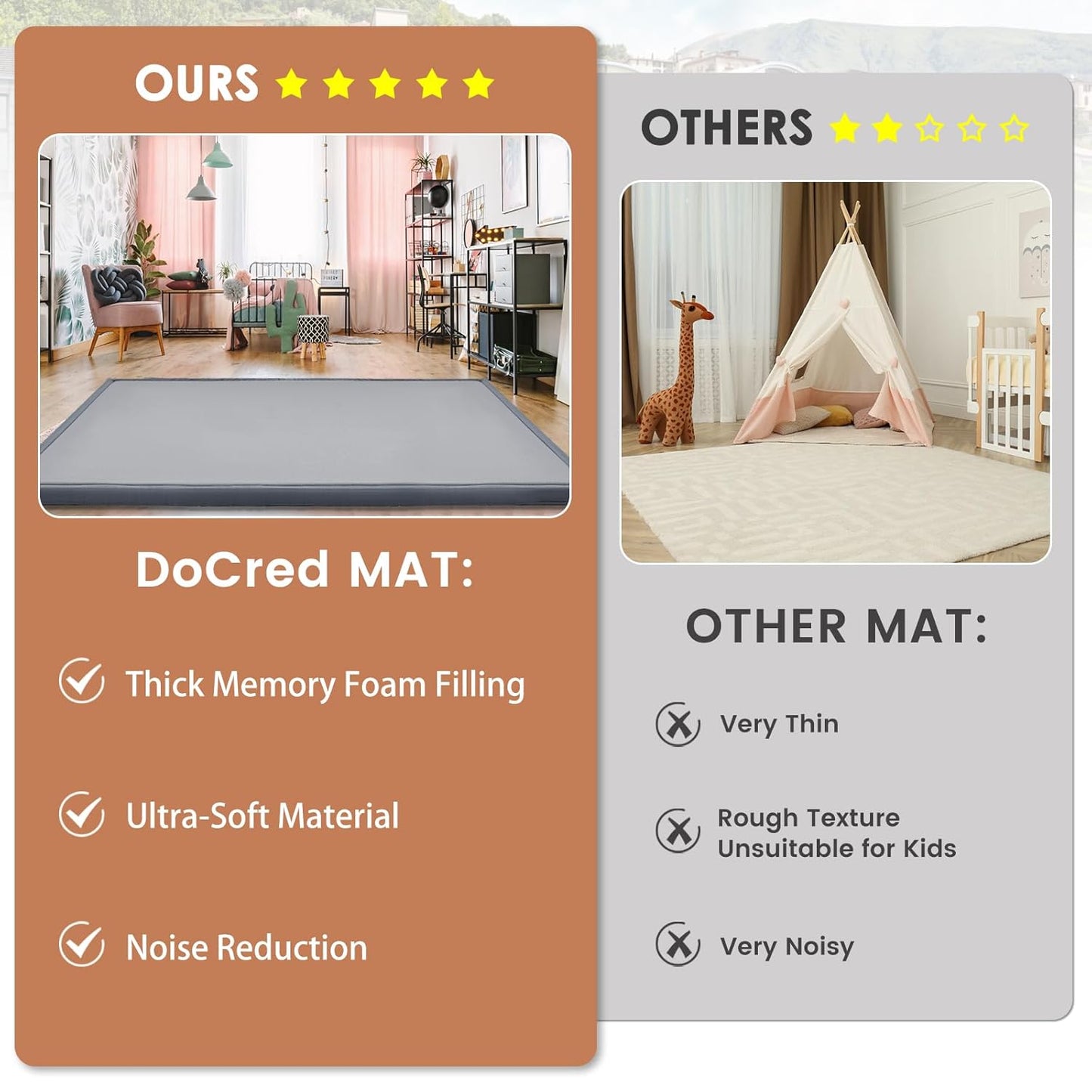 Baby Play Mat for Floor - 1.4" Thick Memory Foam Rug, 80"x70" Playpen Tummy Time Mat, Soft Velvet Nursery Rug, Large Padded Crawling Mat, Cushioned Pads for Playroom Toddlers, Infants, Yoga, Tatami