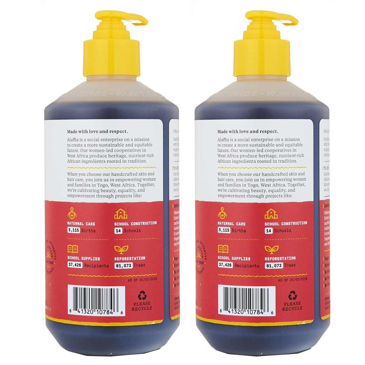 Alaffia Babies and Kids Shampoo and Body Wash, Gentle and Calming Support for Soft Hair and Skin with Shea Butter, Neem, and Coconut Oil, Fair Trade, Coconut Strawberry, 2 Pack – 16 Fl Oz Ea