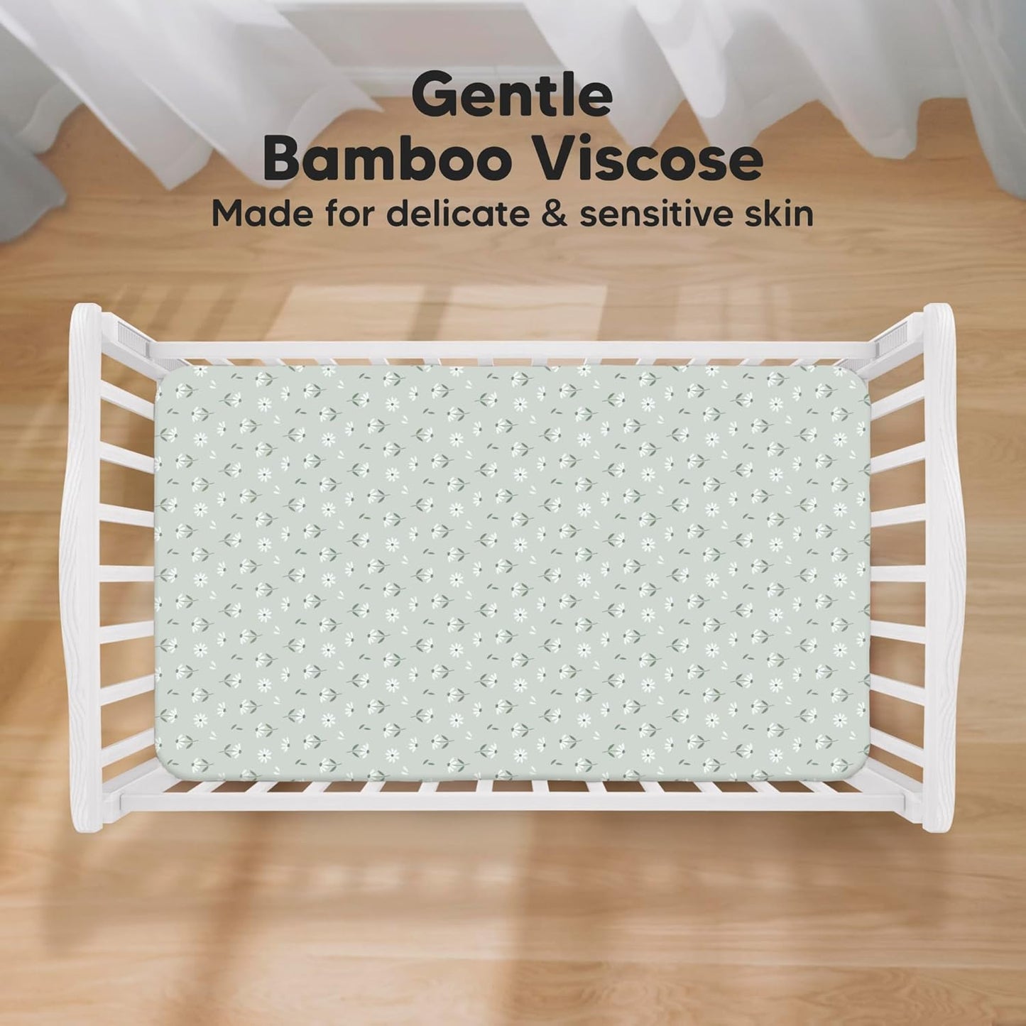 KeaBabies 2-Pack Baby Crib Sheets for Boys, Girls - 52x28 Viscose Derived from Bamboo Toddler Bed Sheets Neutral, Fitted Crib Mattress Cover for Standard Baby Bedding, Soft & Cozy (Daisies)