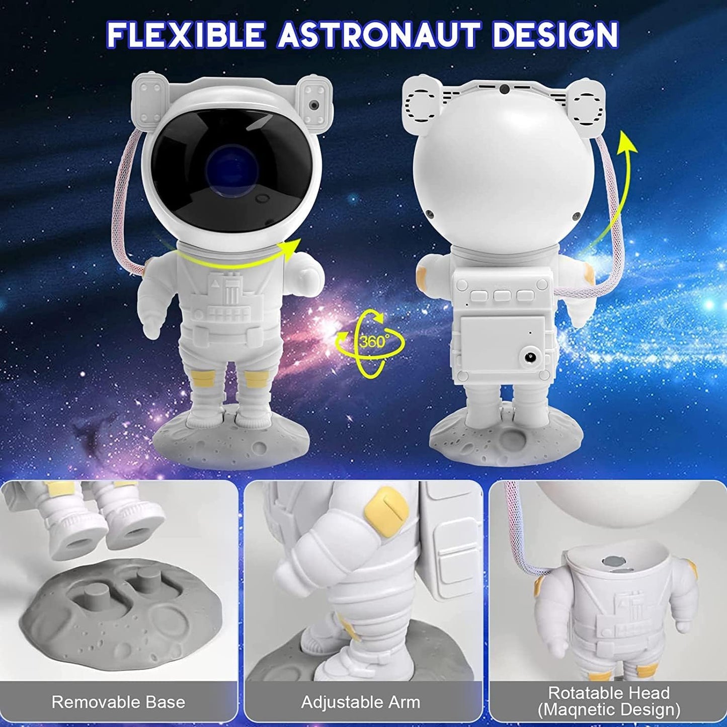 SFOUR Astronaut Galaxy Projector Night Light，Lights for Bedroom,Kids Room Decor Aesthetic, Adjustable Head Angle,Gift for Kids Adults Home Party Ceiling Decor，Christmas Gift