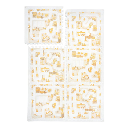 Premium Baby Foam Play Mats - Stylish Floor & Exercise Puzzle Mat for Toddlers and Kids- 6 Soft, Non-Toxic, Odorless, Peel-Resistant Foam Tiles - 6ft x 4ft - 0.5” inch Thick, Warm Beige