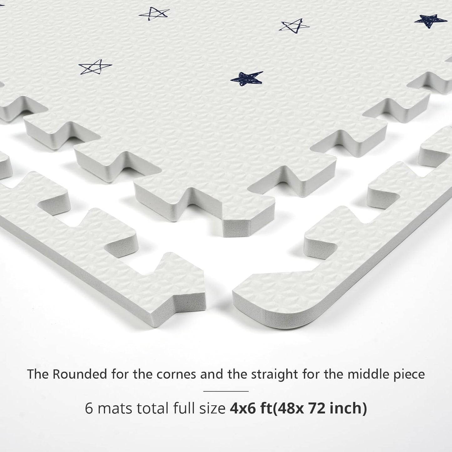 Baby Foam Play Mat, PIGLOG 72x48 Baby Crawling Mat, Floor Mats for Kids for Infants with Interlocking Floor Tiles, Toddler Playmats for Indoor and Outdoor, Easy to Clean Playroom Mats, Star