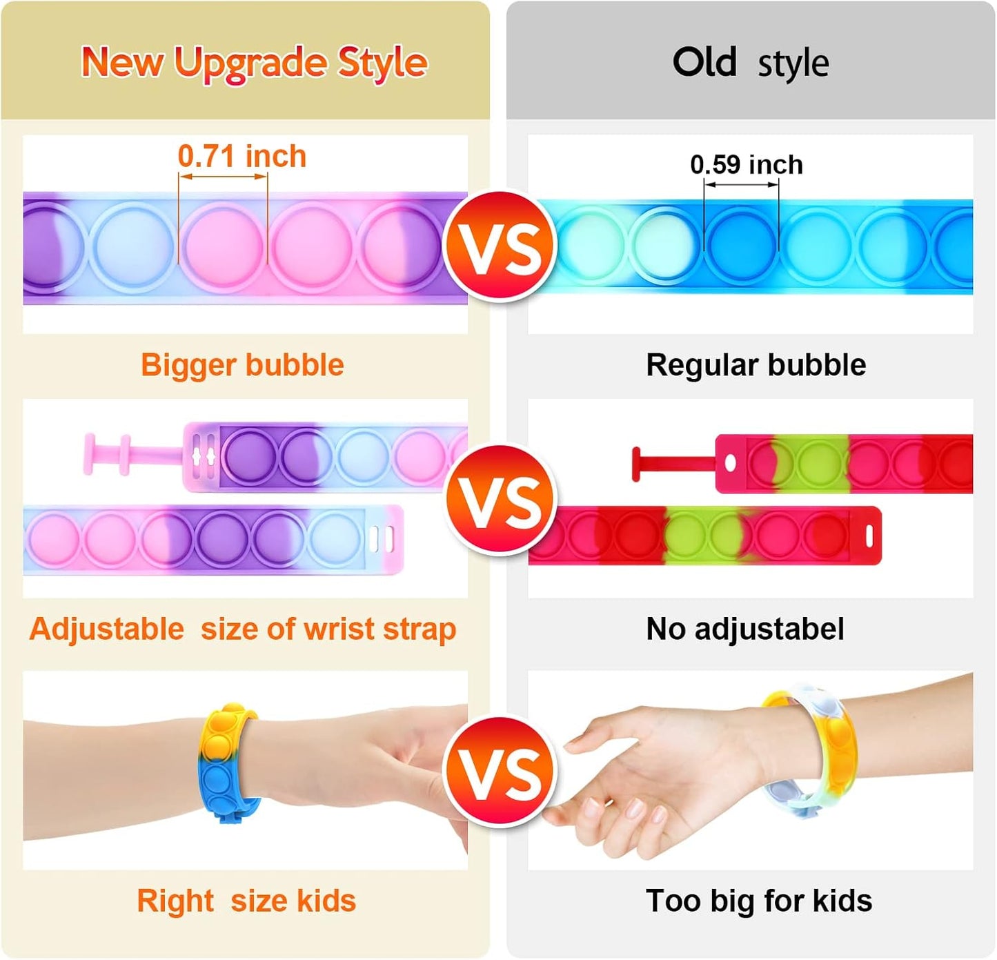 72 PCS Pop Bracelet it Fidget Toys Pack, Easter Fidget Bracelet Birthday Party Gifts, Decompression Wristband with Autistic & ADHD,Fidget Wristband as Return Gifts for kids, Fidgets Novelty Girls Toys
