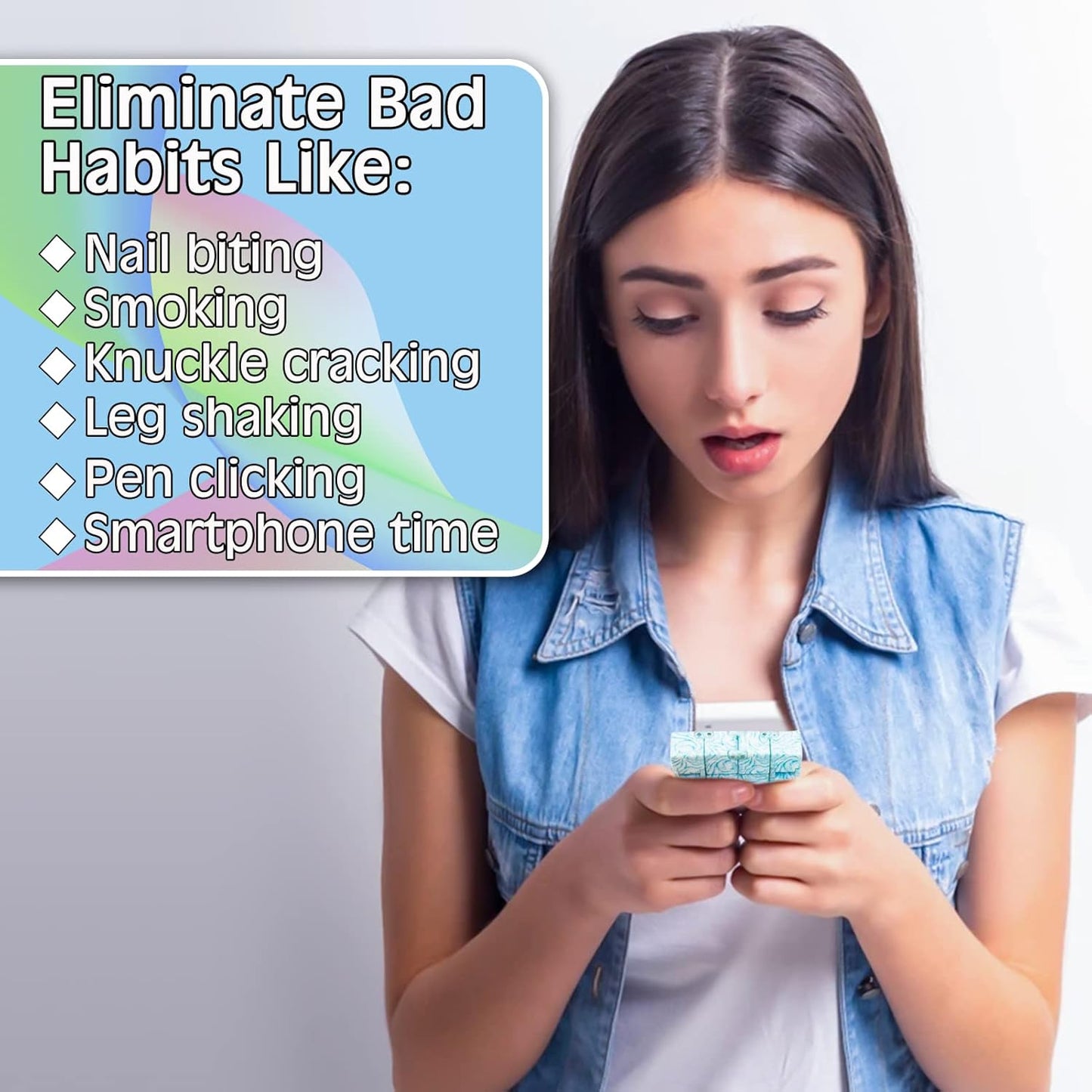 Infinitycube Fidget Toy, Unique Tie-Dye Infinitycube for Kids and Adults, Fidget Toy Relaxing Hand-Held Fidget Toy for Stress Relieve and Anxiety Relief (Light Blue)