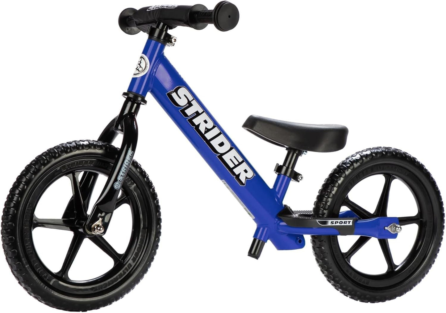 Strider 12” Sport Bike - No Pedal Balance Bicycle for Kids 1 to 4 Years - Includes Safety Pad, Padded Seat, Mini Grips & Flat-Free Tires - Tool-Free Assembly & Adjustments
