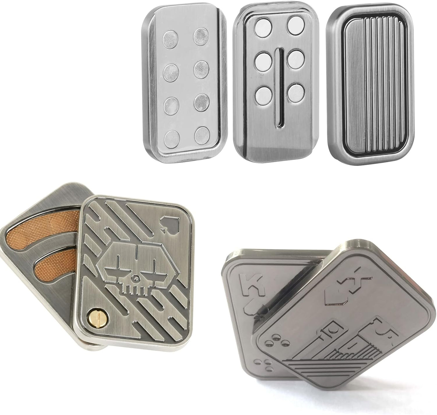 3 Pack Fidget Toys Adults Magnetic Fidget Slider Metal Fidget Toys Magnetic Fidget Slider Toys EDC Fidget Toys for Adults Anxiety Stress Relief Office Desk Toys(Metal Poker K+A +CP3 Silver)