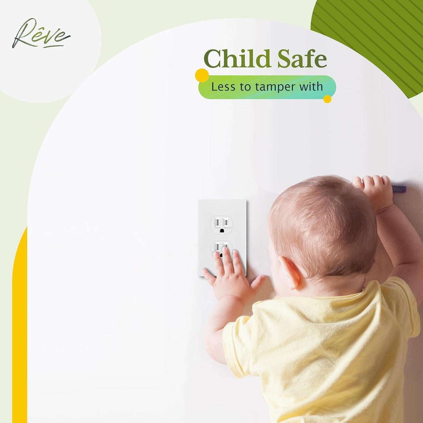 TG Screwless Duplex Wall Plate Covers, Child Safe Receptacle Outlet Covers, Size 1-Gang 4.68"x 2.93",Unbreakable Polycarbonate Thermoplastic,SP-S1-W-5PCS,Glossy, White, 5 Pack