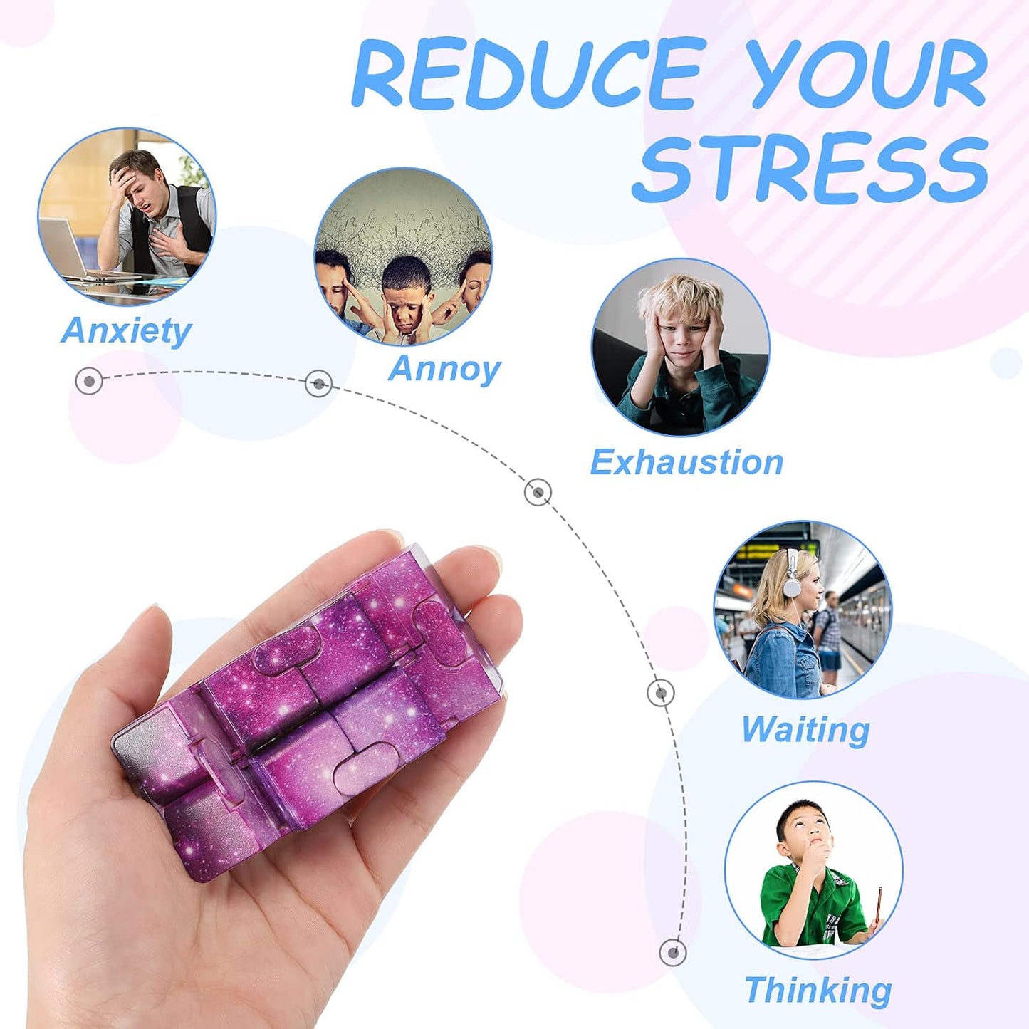 Galaxy Infinity Space Astronaut Infinity Toy Stress and Anxiety Relief Cool Hand Mini Kill Time Cube Toys for ADHD Teens Adults, 5 Styles (Graceful Style, 20 Pieces)