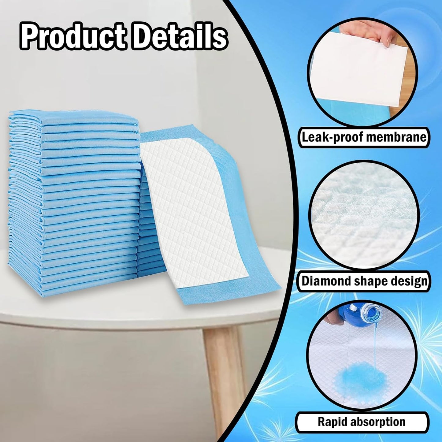 100 Pack Disposable Changing Pad,Baby Incontinence Changing Pads,High Absorbent Breathable Underpads,Waterproof Leak Proof Diaper Changing Pad,for Baby Adults Pets Pee Pad,13 x18 in