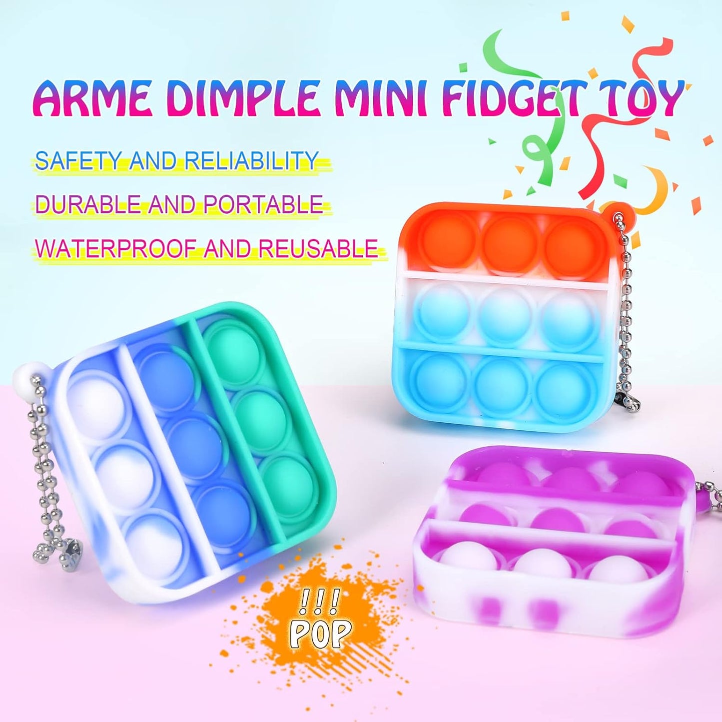 100 PCS Mini Pop Fidget Toys Pack Party Favors, Easter Silicone Squeeze Pop Bubble Fidget Bulk Sensory Toys, Pop Keychain Bubble Toy Party Bag Fillers for Kids, Wrap Pop Toy