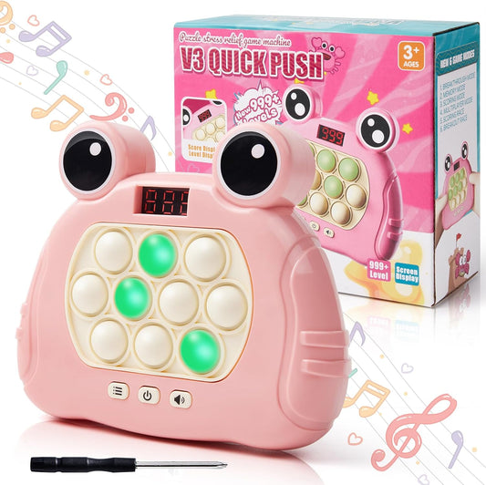 Fast Push Bubble Game, Light Up Fidget Toys, Fast Push Sensory Toys, Stress Relief Bubble Pop Puzzle Game Machine for Kids and Adults